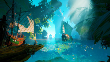 Картинка фэнтези корабли залив корабль