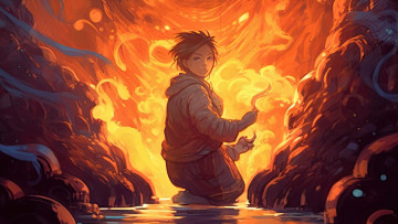 Картинка фэнтези маги +волшебники магия огонь