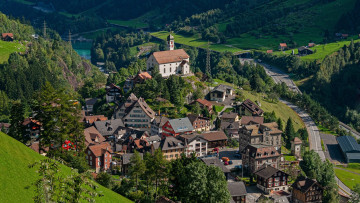 Картинка wassen canton+of+uri switzerland города -+панорамы canton of uri