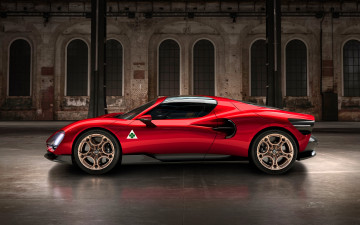 Картинка alfa+romeo+33+stradale+2023 автомобили alfa+romeo красный здание