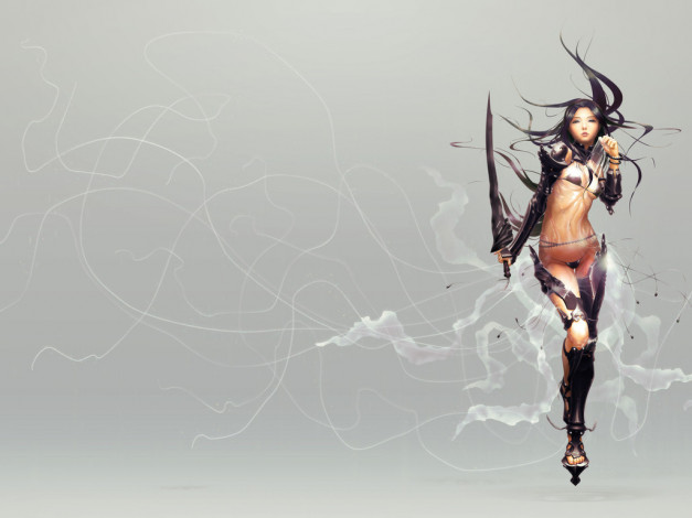 Обои картинки фото аниме, weapon, blood, technology