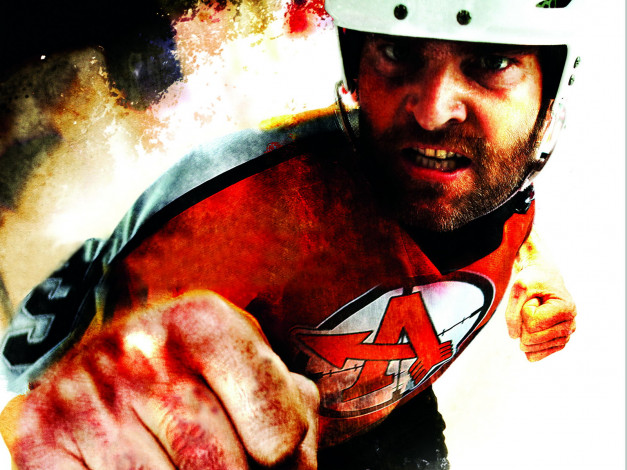 Обои картинки фото goon, кино, фильмы, хоккеист, хоккей, кулак, кровь