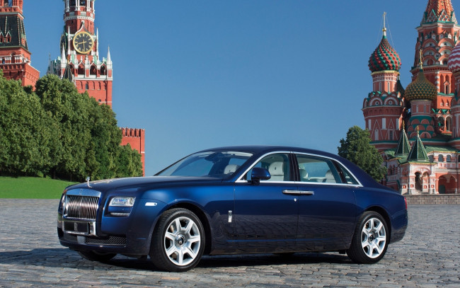 Обои картинки фото rolls, royce, ghost, автомобили, rolls-royce, москва, красная, площадь
