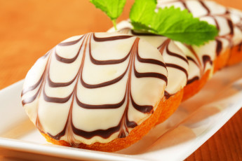 Картинка еда пирожные +кексы +печенье выпечка печенье шоколад листики мяты cakes biscuits chocolate mint leaves