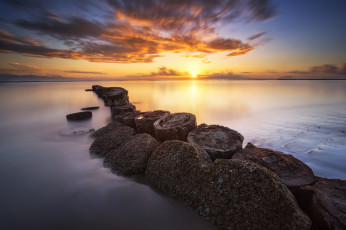 Картинка природа восходы закаты заря горизонт коса побережье