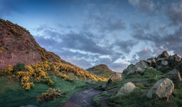 Картинка природа горы облака валуны