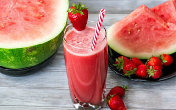 Картинка еда напитки +сок water melon арбуз ломтики сок клубника