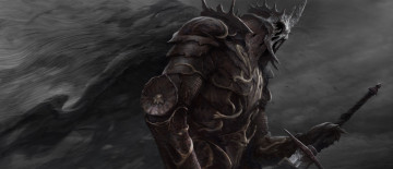 Картинка фэнтези нежить фантастика арт король броня воин меч плащ