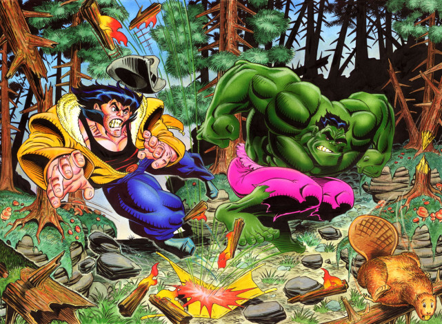 Обои картинки фото рисованное, комиксы, природа, существо, мужчины