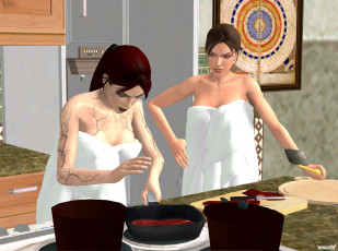 обоя 3д графика, люди , people, фон, взгляд, девушки