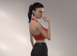 обоя 3д графика, люди , people, девушка, взгляд, фон