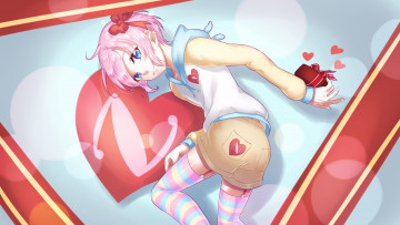 Картинка аниме день+святого+валентина девушка взгляд фон