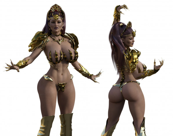 Обои картинки фото 3д графика, фантазия , fantasy, взгляд, девушки, фон