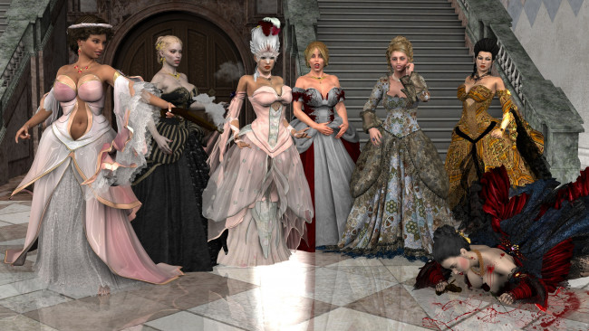 Обои картинки фото 3д графика, люди , people, девушки, фон, взгляд