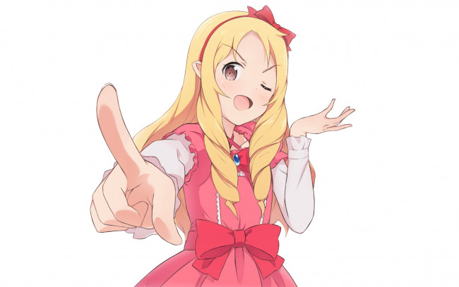 Обои картинки фото аниме, eromanga-sensei, взгляд, фон, девушка