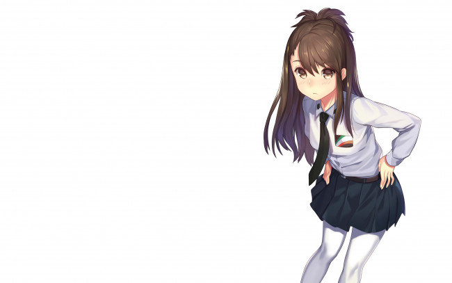 Обои картинки фото аниме, girls und panzer, девушка, взгляд, фон