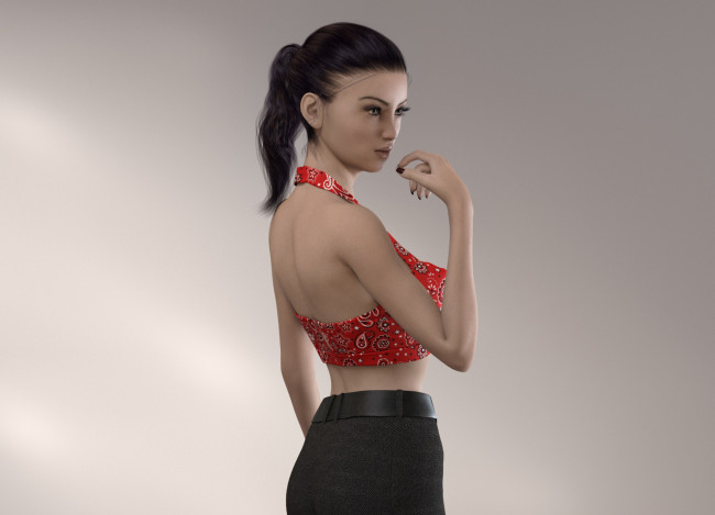 Обои картинки фото 3д графика, люди , people, девушка, взгляд, фон