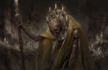 Картинка фэнтези нежить скелет свечи фон