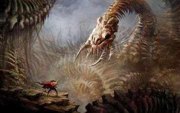 Картинка фэнтези существа существо фон бой