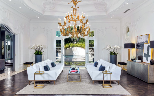 Обои картинки фото интерьер, гостиная, диваны, люстра