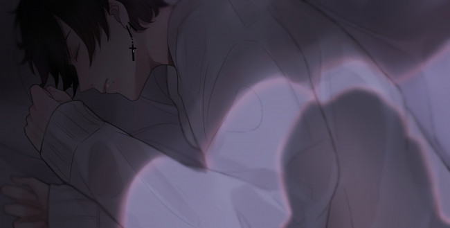 Обои картинки фото аниме, unknown,  другое , сон, серьга, свитер