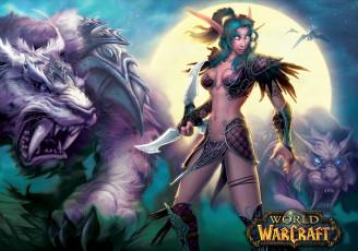 Картинка видео+игры world+of+warcraft эльфийка тигры