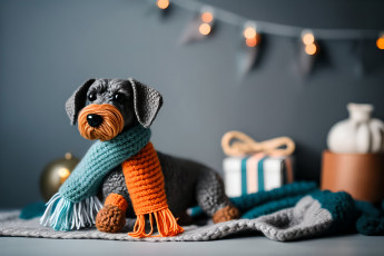 Картинка разное ремесла +поделки +рукоделие нейросети графика нейроарт ai art нейронные сети рисунки нейро искусство вязаная собака