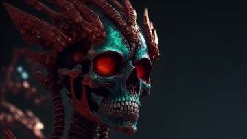 Картинка фэнтези нежить нейросети графика нейроарт ai art нейронные сети рисунки нейро искусство череп