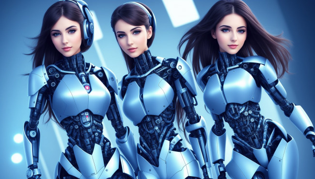 Обои картинки фото фэнтези, роботы,  киборги,  механизмы, нейросети, графика, нейроарт, ai, art, нейронные, сети, рисунки, нейро, искусство, девушки, киборги