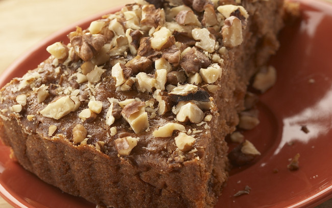 Обои картинки фото еда, пироги, ореховый, пирог, макро