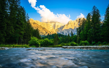 Картинка природа реки озера горы лес река облака