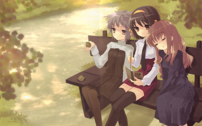 Обои картинки фото аниме, the, melancholy, of, haruhi, suzumiya