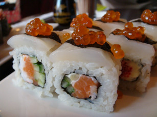 Картинка еда рыба морепродукты суши роллы