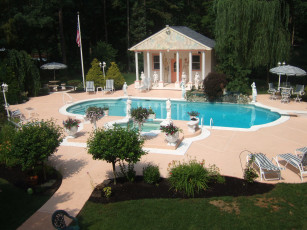 Картинка интерьер бассейны открытые площадки бассейн скульптура мужик