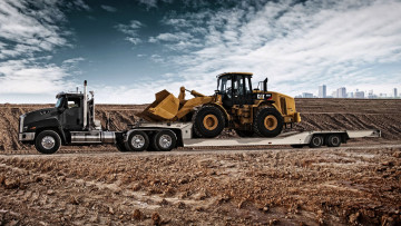 Картинка caterpillar transport техника бульдозеры тягач грейдер перевозка