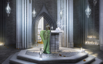 Картинка 3д графика architecture архитектура светильники холл