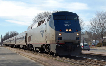 Картинка amtrak техника поезда пассажирский состав полустанок рельсы