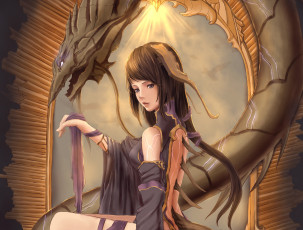 Картинка аниме *unknown+ другое sunday-zjy арт шипы ткань свет змей девушка