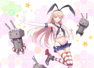 Картинка аниме -weapon +blood+&+technology роботы девушка ltt challenger shimakaze destroyer art матроска трусики взгляд радость жест kantai collection