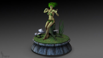 Картинка 3д+графика эльфы+ elves грибы взгляд пень эльфийки