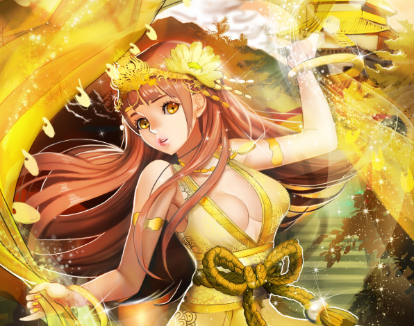 Обои картинки фото аниме, *unknown , другое, взгляд, магия, жест, удивление, девушка, silvester, art