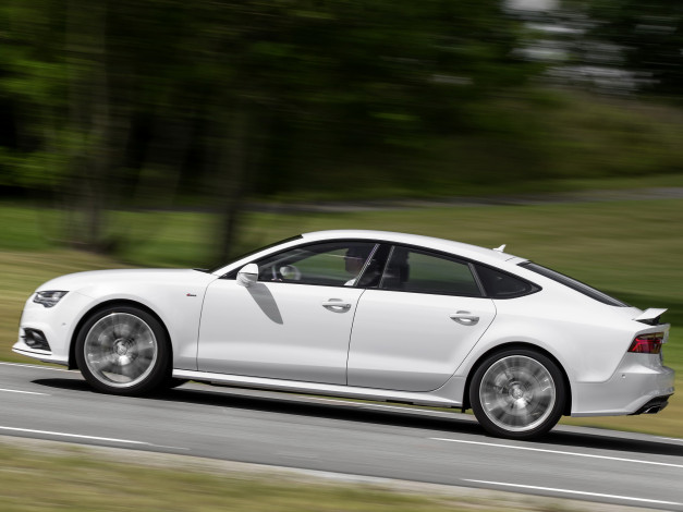 Обои картинки фото автомобили, audi, quattro, sportback, tdi, 3-0, a7, светлый, 2014г, s-line
