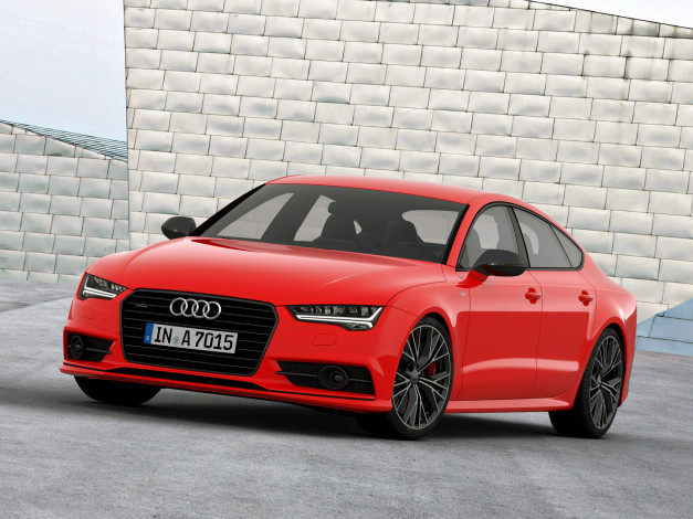 Обои картинки фото автомобили, audi, sportback, a7, красный, 2014г, competition, tdi, 3-0