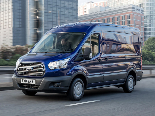 Обои картинки фото автомобили, ford, синий, 2014г, uk-spec, l2h2, van, transit
