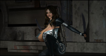 Картинка 3д+графика фантазия+ fantasy фон взгляд девушка оружие