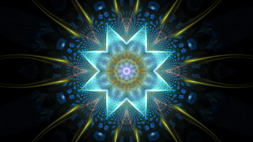 Картинка 3д+графика абстракция+ abstract лучи фигура звезда узор симметрия углы линии лепестки цветок свет
