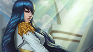 Картинка рисованное люди девушка взгляд фон волосы