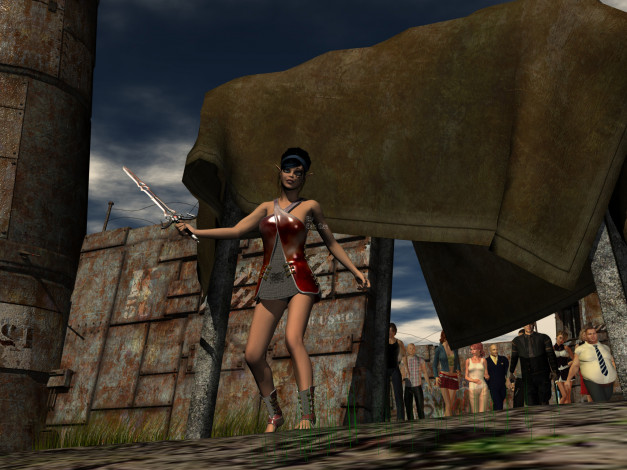 Обои картинки фото 3д графика, эльфы , elves, эльфийка, взгляд, фон, оружие