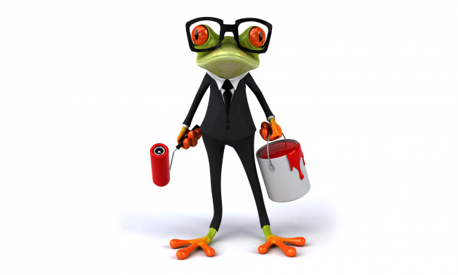 Обои картинки фото 3д графика, юмор , humor, funny, frog, лягушка, elegant, glasses, paint