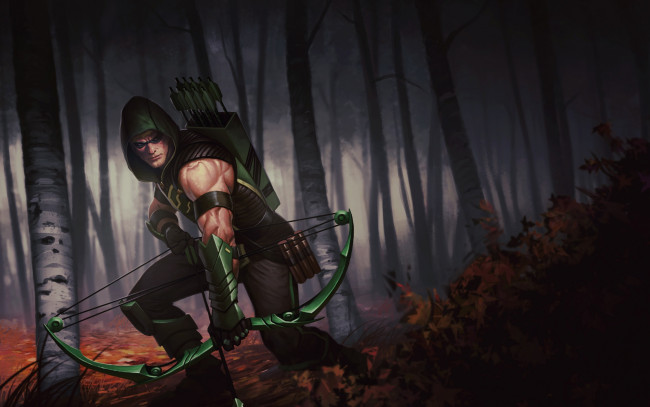 Обои картинки фото фэнтези, люди, зелёная, стрела, green, arrow, dc, comics, oliver, queen